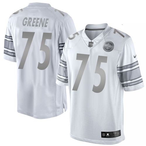 Men's Elite Joe Greene Nike Jersey White - #75 Platinum NFL Pittsburgh Steelers